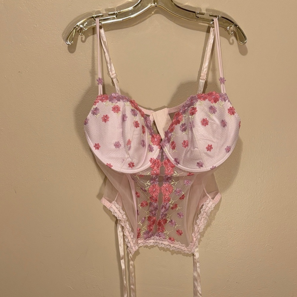 Secret Treasures Pink Floral Lace Corset